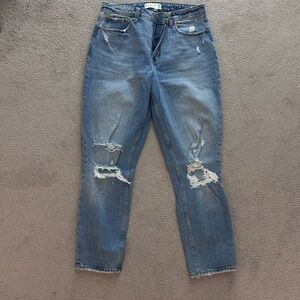 Abercrombie & Fitch Medium Blue Distressed Ankle Jeans